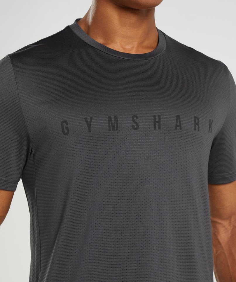 Men's Gymshark Sport Stripe T-Shirts Black | CA 81D65N